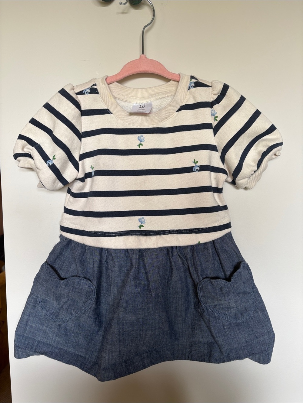 Baby Gap Girls Striped Floral Chambray Dress Size 2T